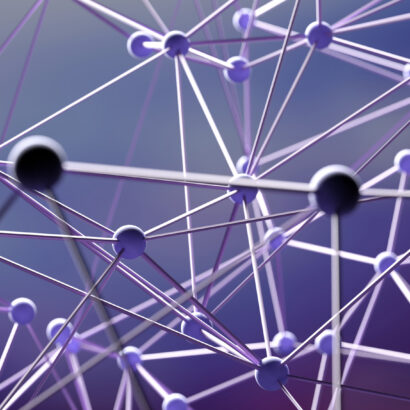 Illustrazione 3D che rappresenta una molecola