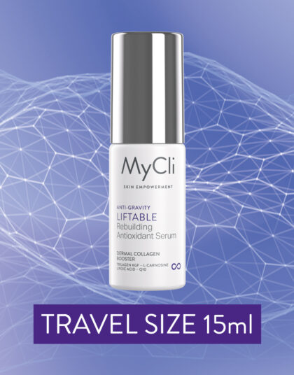 Rappresentazione 3D del siero liftante anti-gravity Liftable Rebuilding, in formato travel 15ml