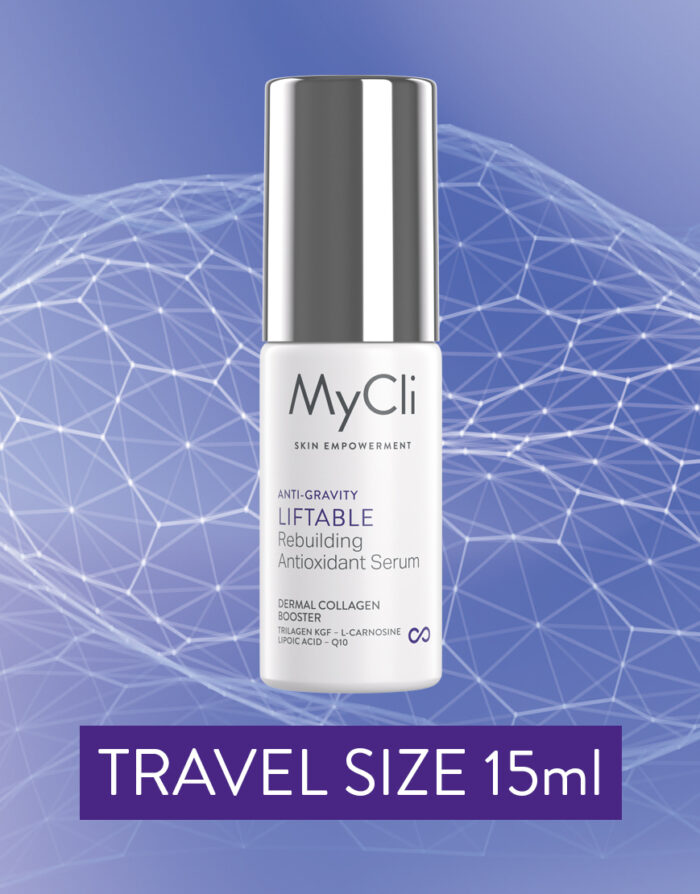 Rappresentazione 3D del siero liftante anti-gravity Liftable Rebuilding, in formato travel 15ml