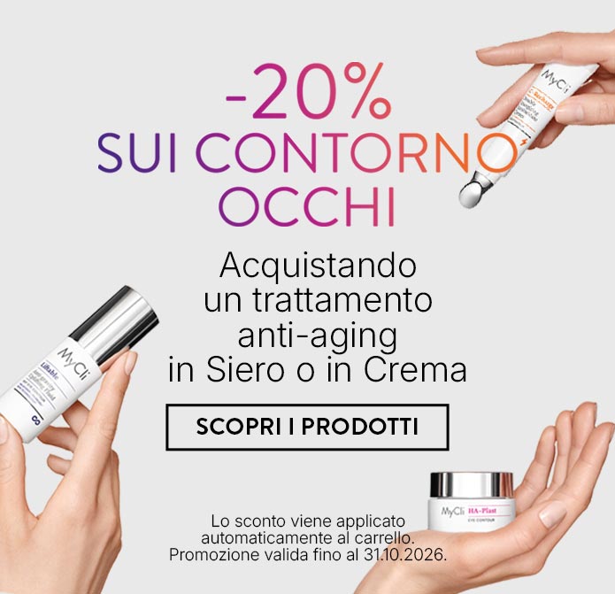 Sconto 20% sui contorno occhi acquistando un trattamento in siero o crema